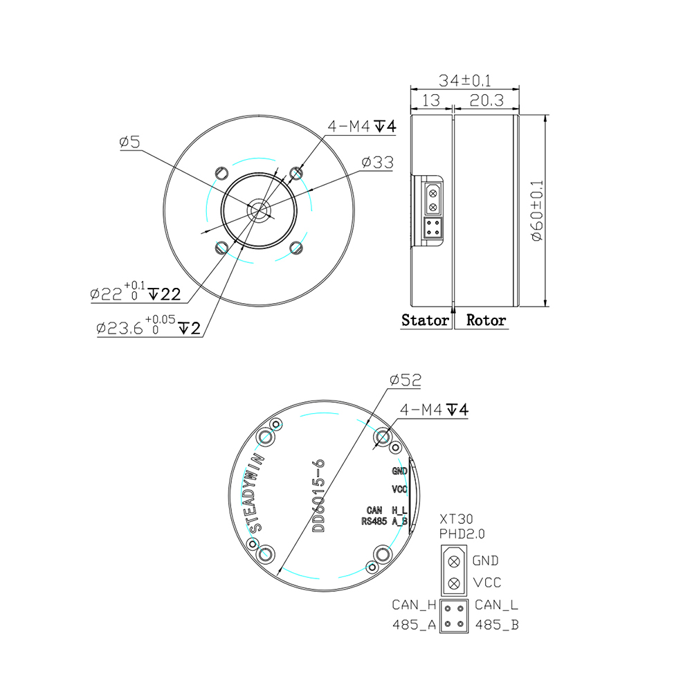 Direct Drive Servo Motor Robotics - Motor Servo de Accionamiento Directo DD6015