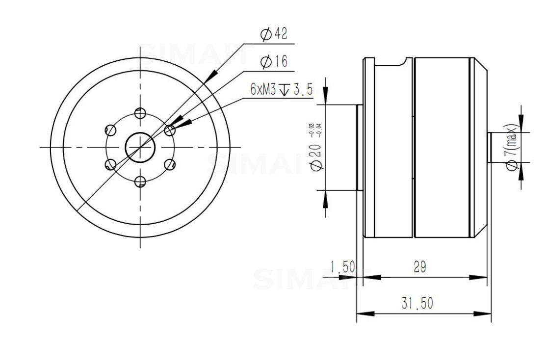 Direct Drive Servo Motor Robotics - Motor BLDC DM-H3510 de DAMIAO, 24V